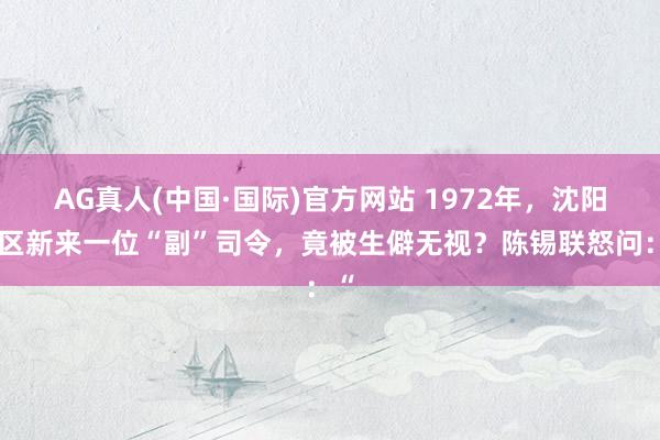 AG真人(中国·国际)官方网站 1972年，沈阳军区新来一位“副”司令，竟被生僻无视？陈锡联怒问：“