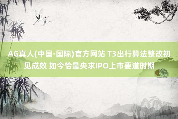AG真人(中国·国际)官方网站 T3出行算法整改初见成效 如今恰是央求IPO上市要道时期