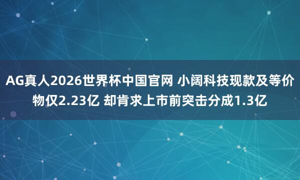 AG真人2026世界杯中国官网 小阔科技现款及等价物仅2.23亿 却肯求上市前突击分成1.3亿