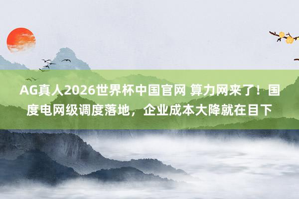 AG真人2026世界杯中国官网 算力网来了!国度电网级调度落地,企业成本大降就在目下