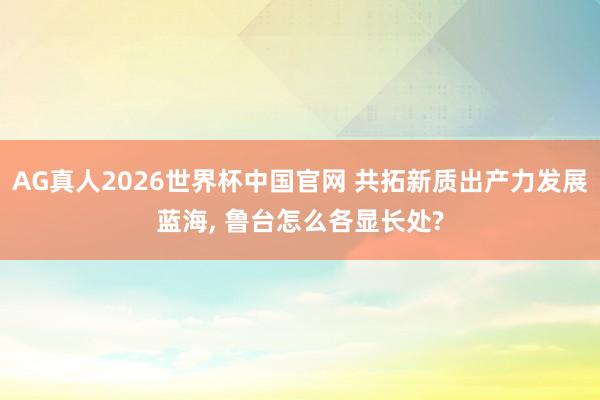 AG真人2026世界杯中国官网 共拓新质出产力发展蓝海， 鲁台怎么各显长处?