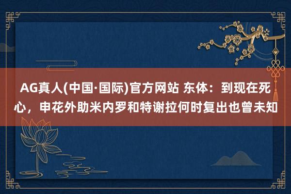 AG真人(中国·国际)官方网站 东体:到现在死心,申花外助米内罗和特谢拉何时复出也曾未知